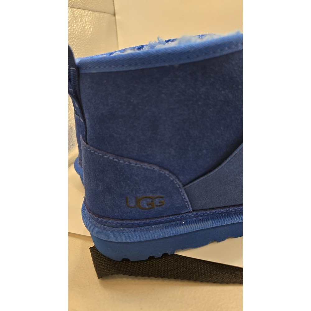 UGG Neumel Snapback Boot Blue Suede Sheepskin Mens 13 Rare Monochrome NWT - Picture 4 of 10